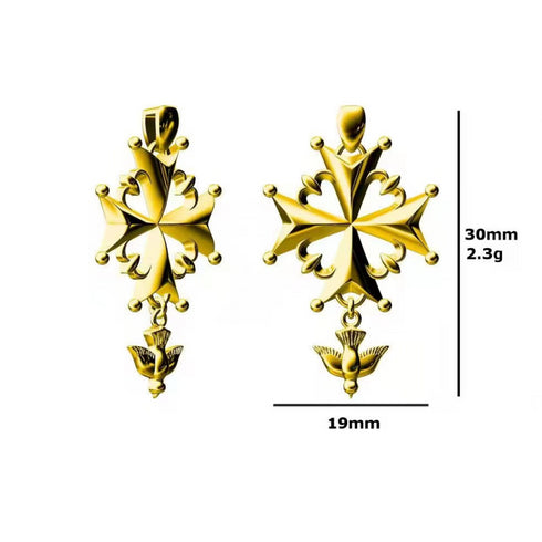 Huguenot Cross Necklace Gold Vermeil - Paul C. R. Monk