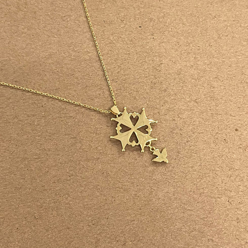 Huguenot Cross Necklace Gold Vermeil - Paul C. R. Monk