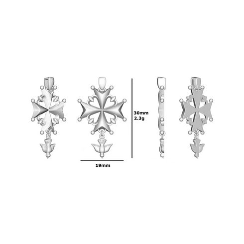 Huguenot Cross Necklace Sterling Silver - Paul C. R. Monk